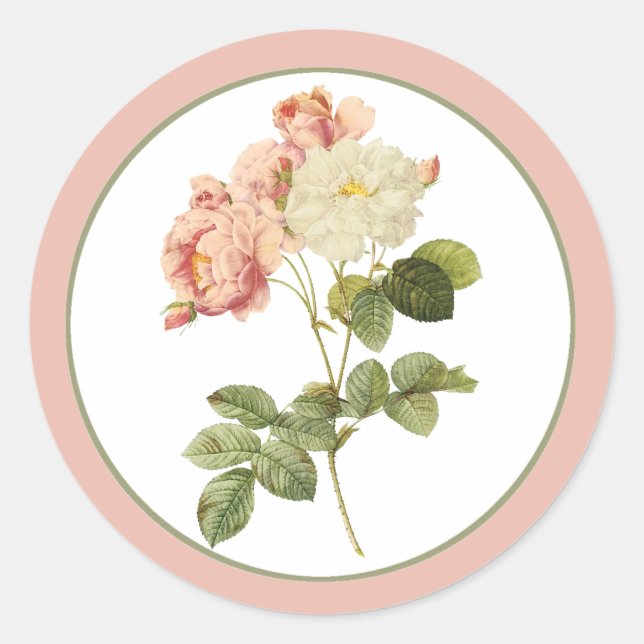 Chic Vintage Roses Wedding Envelope Sticker (Front)