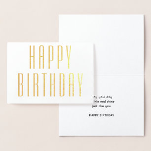 Chic Vintage Typography Minimalist Happy Birthday Foil Card