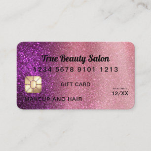 Chic Violet Glitter Credit Card Gift Certificate