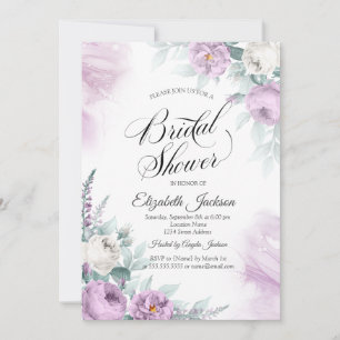 Chic Violet Lavander Roses Bridal Shower  Invitation