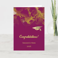 Chic Violet Red Gold Abstract Graduation 