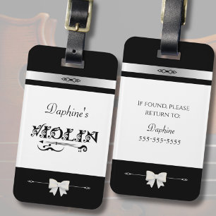 Chic Violinist Black and White Violin Case ID Tag