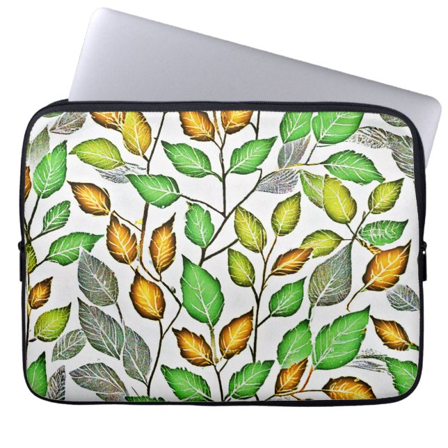 Chic Vivid Leaves Pattern Laptop Sleeve (Front)