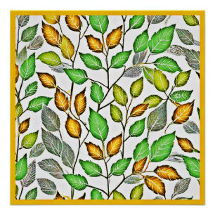 Chic Vivid Leaves Pattern Poster