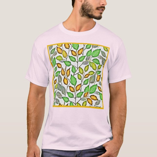 Chic Vivid Leaves Pattern T-Shirt (Front)