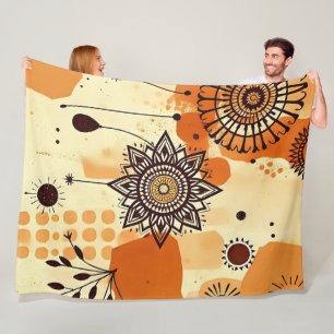 Chic Warm Earthy Autumn Floral Mandala Fleece Blanket