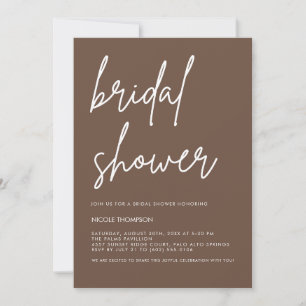 Chic Warm Mocha Modern Bridal Shower Invitation
