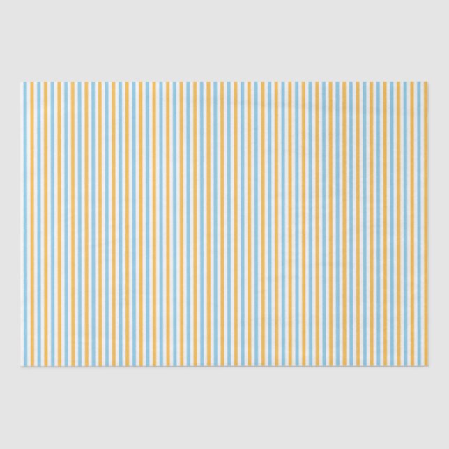 Chic Warm Yellow and Sky Blue Stripes Tissue Paper (Front)