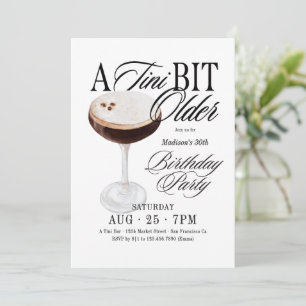 Chic Watercolor A Tini Bit Older Adult Birthday Invitation