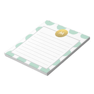 Chic Watercolor and Gold Monogram Min Notepad