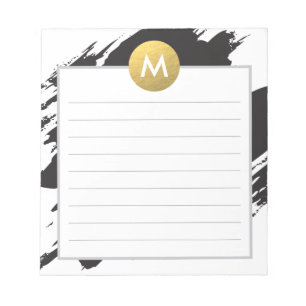 Chic Watercolor and Gold Monogram Notepad