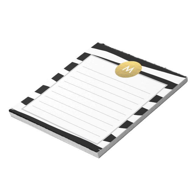 Chic Watercolor and Gold Monogram Notepad (Rotated)