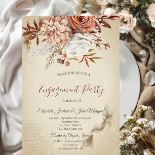 Chic Watercolor Autumn Flowers  Invitation
