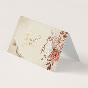 Chic Watercolor Autumn Flowers Thank You Card