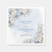 Chic watercolor blue hydrangea white flowers