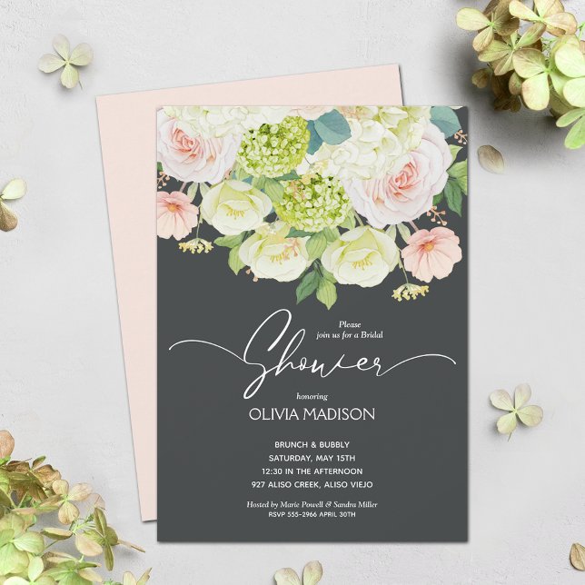 Chic Watercolor Blush Pink Floral Bridal Shower Invitation (Creator Uploaded)