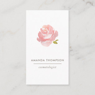Chic Watercolor Blush Pink Rose Business Card