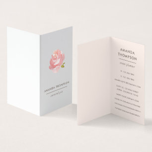 Chic Watercolor Blush Pink Rose Business Card