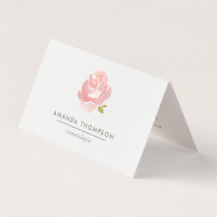 Chic Watercolor Blush Pink Rose Business Card