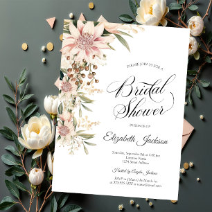 Chic Watercolor Boho Flowers Bridal Shower Invitation