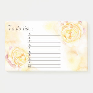Chic watercolor boho peony "to do list" post-it notes