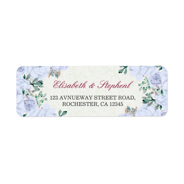 Chic Watercolor Botanical Floral Wedding Address (Front)