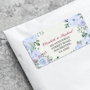 Chic Watercolor Botanical Floral Wedding Address Label