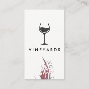 Chic Watercolor Brush Stroke and Rustic Wine Glass Business Card