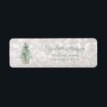 Chic Watercolor Christmas Tree, Glittery Bokeh<br><div class="desc">Watercolor Christmas tree on glittery bokeh background. An elegant and sophisticated design. Customise with your name and address details.</div>