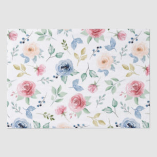 Chic Watercolor Delicate Flowers Foliage Pattern  Tissue Paper