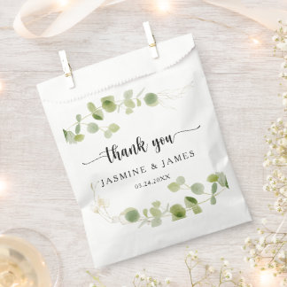 Chic Watercolor Eucalyptus Botanical Thank You  Favour Bags
