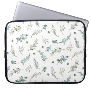 Chic Watercolor Eucalyptus Greenery Pattern Laptop Sleeve