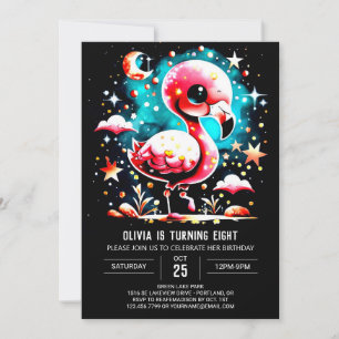 Chic Watercolor Flamingo Birthday Invitation