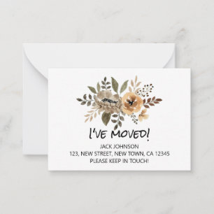 Chic Watercolor Flora I've Moved Announcement Card