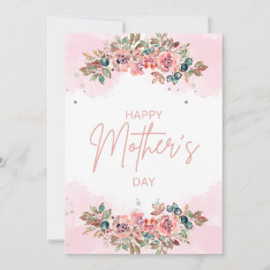 Chic Watercolor Flora Mother's Day Holiday Card