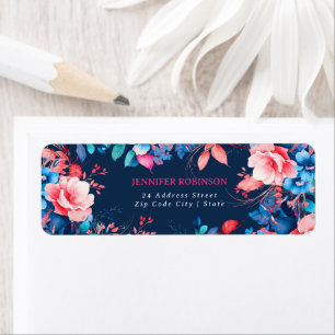 Chic Watercolor Floral Birthday Party Navy Blue