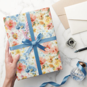 Chic Watercolor Floral Boho Wildflower Gift Wrap 