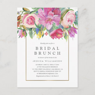 Chic Watercolor Floral Bridal Brunch Postcard