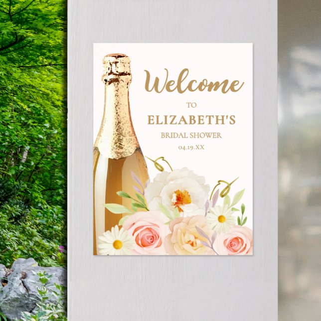 Chic Watercolor Floral Bridal Shower Welcome Poster (Chic Brunch and Bubbly Watercolor Floral Bridal Shower Welcome Poster)