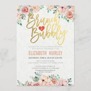 Chic Watercolor Floral Brunch Bubbly Bridal Shower Invitation