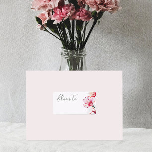 Chic Watercolor Floral Deliver to Address Label