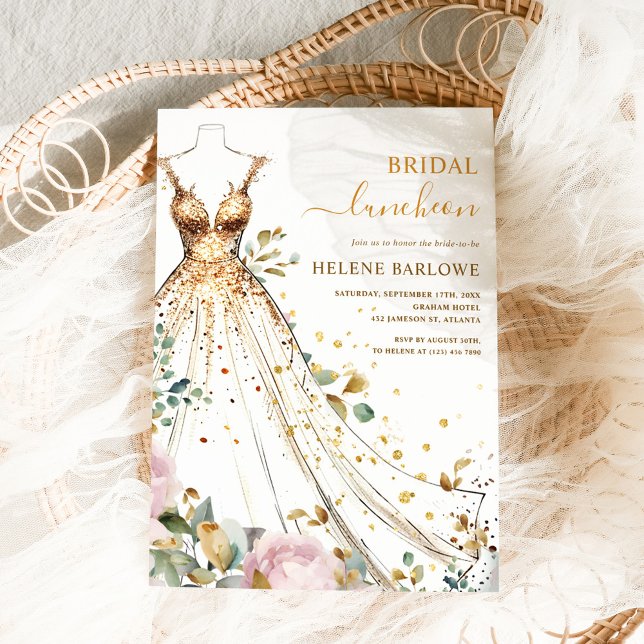 Chic Watercolor Floral Elegant Bridal Luncheon Invitation (Chic Watercolor Floral Elegant Bridal Luncheon Invitation)