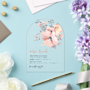 Chic Watercolor Floral Handwriting Script Wedding Acrylic Invitations