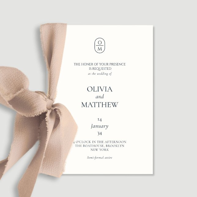 Chic Watercolor Floral Monogram Wedding Invitation (Creator Uploaded)