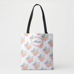 Chic Watercolor Floral Pattern   Tote Bag