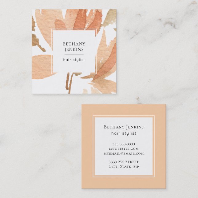 Chic Watercolor Floral Terra Cotta Business Card (Front/Back)