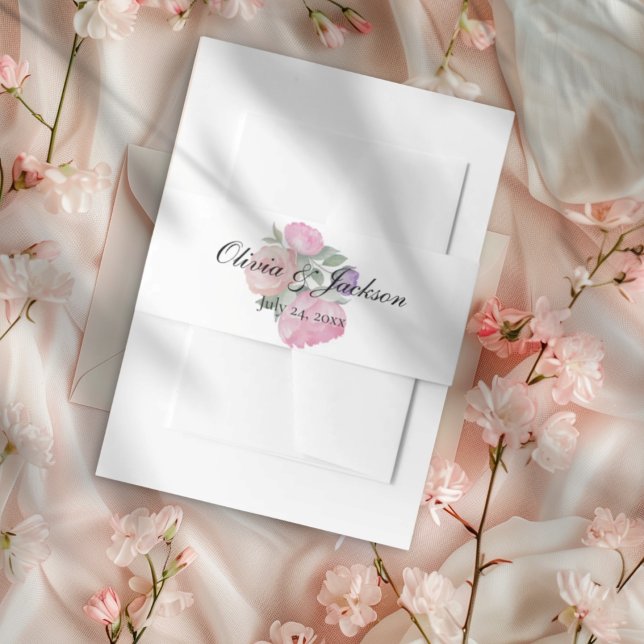 Chic Watercolor Floral Wedding  Invitation Belly Band (Creator Uploaded)