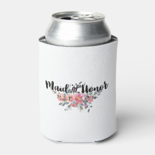 Chic Watercolor Floral Wedding Maid of Honour Can Cooler