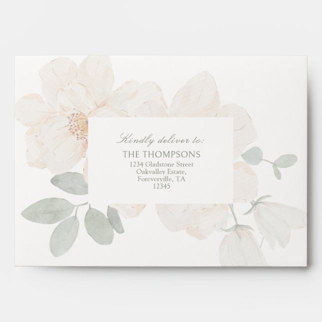 Chic Watercolor Floral Wedding Response  Envelope (Front)