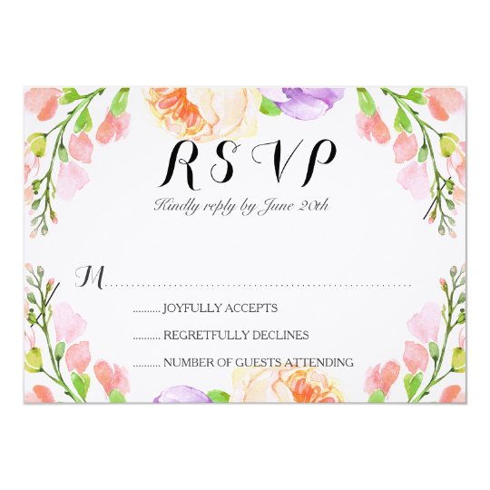 Chic Watercolor Floral Wedding "RSVP" Card